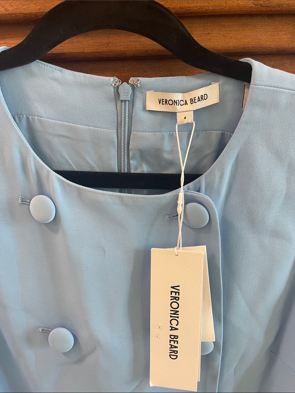 Veronica Beard Sky Blue Double-Breasted Sleeveless Shift Dress size 4 - Picture 8 of 10